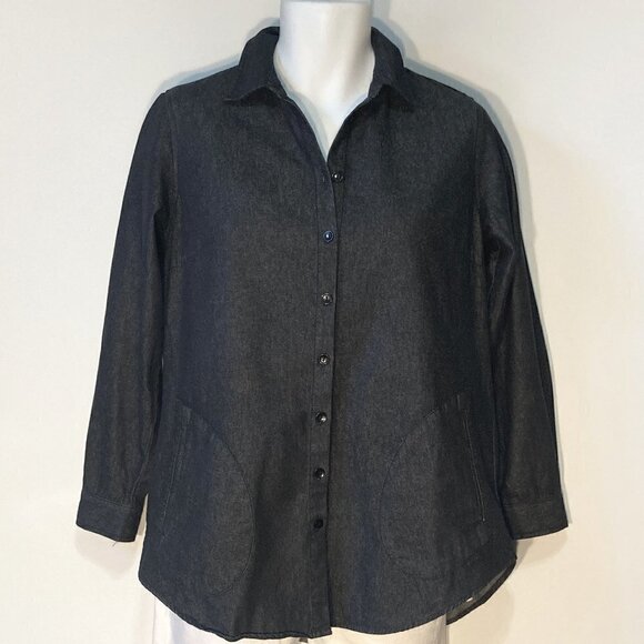 Joan Rivers SZXS Black Denim Shacket Oversized Street Style Western Preppy Ranch - Picture 2 of 8